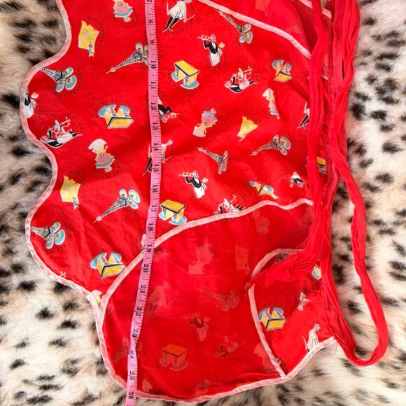 VINTAGE 1960s Novelty Half Apron with Pockets Paris France Motifs OS - Picture 4 of 9